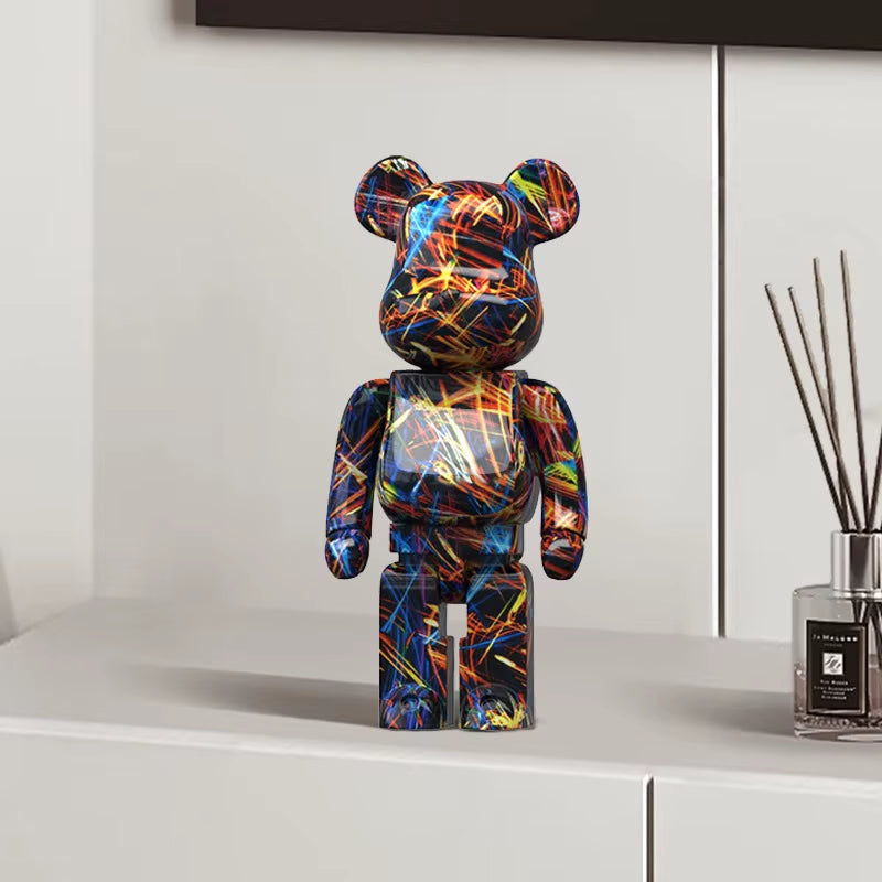 2024 New Graffiti Bear 27Cm Figurine Home Decoration Animal Statue Storage Money Jar Modern Room Sculpture Table Decor