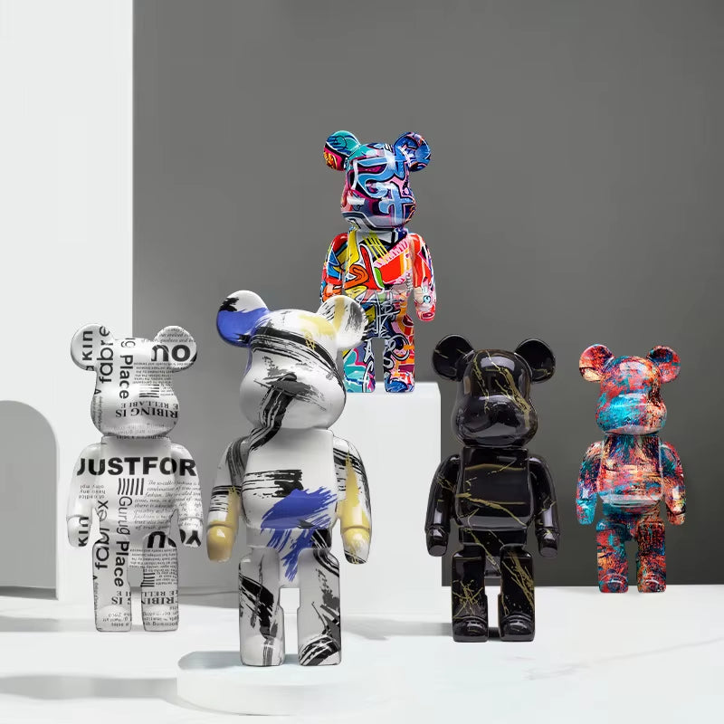 2024 New Graffiti Bear 27Cm Figurine Home Decoration Animal Statue Storage Money Jar Modern Room Sculpture Table Decor