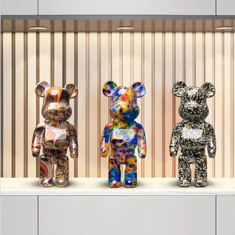 2024 New Graffiti Bear 27Cm Figurine Home Decoration Animal Statue Storage Money Jar Modern Room Sculpture Table Decor