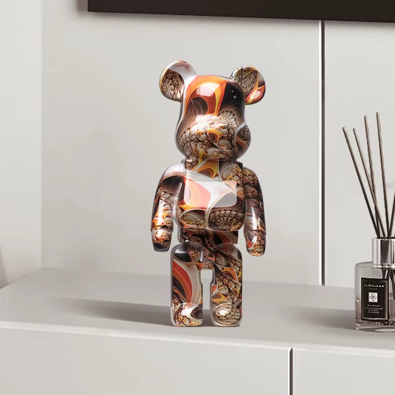 2024 New Graffiti Bear 27Cm Figurine Home Decoration Animal Statue Storage Money Jar Modern Room Sculpture Table Decor